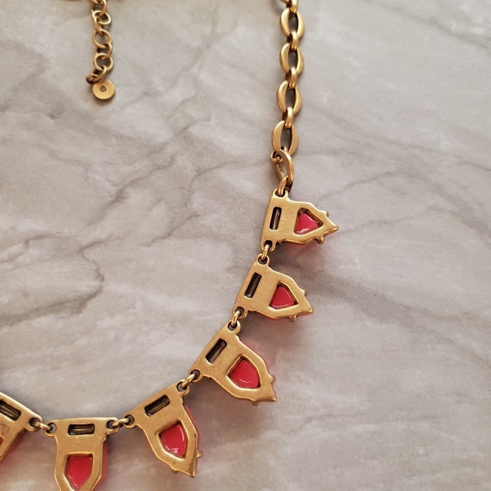 🎀 Stella and Dot Hot Neon Rhinestones Crystals Vintage Antiqued Gold Statement - Picture 10 of 13
